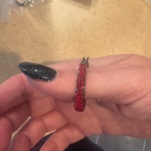 Elegant Red Crystal Hoop Earrings nWOT